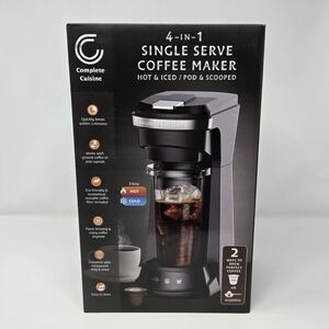 COMPLETE CUISINE - 4in1 Single-Serve Hot & Iced Coffee Maker w/ Tumbler - Black